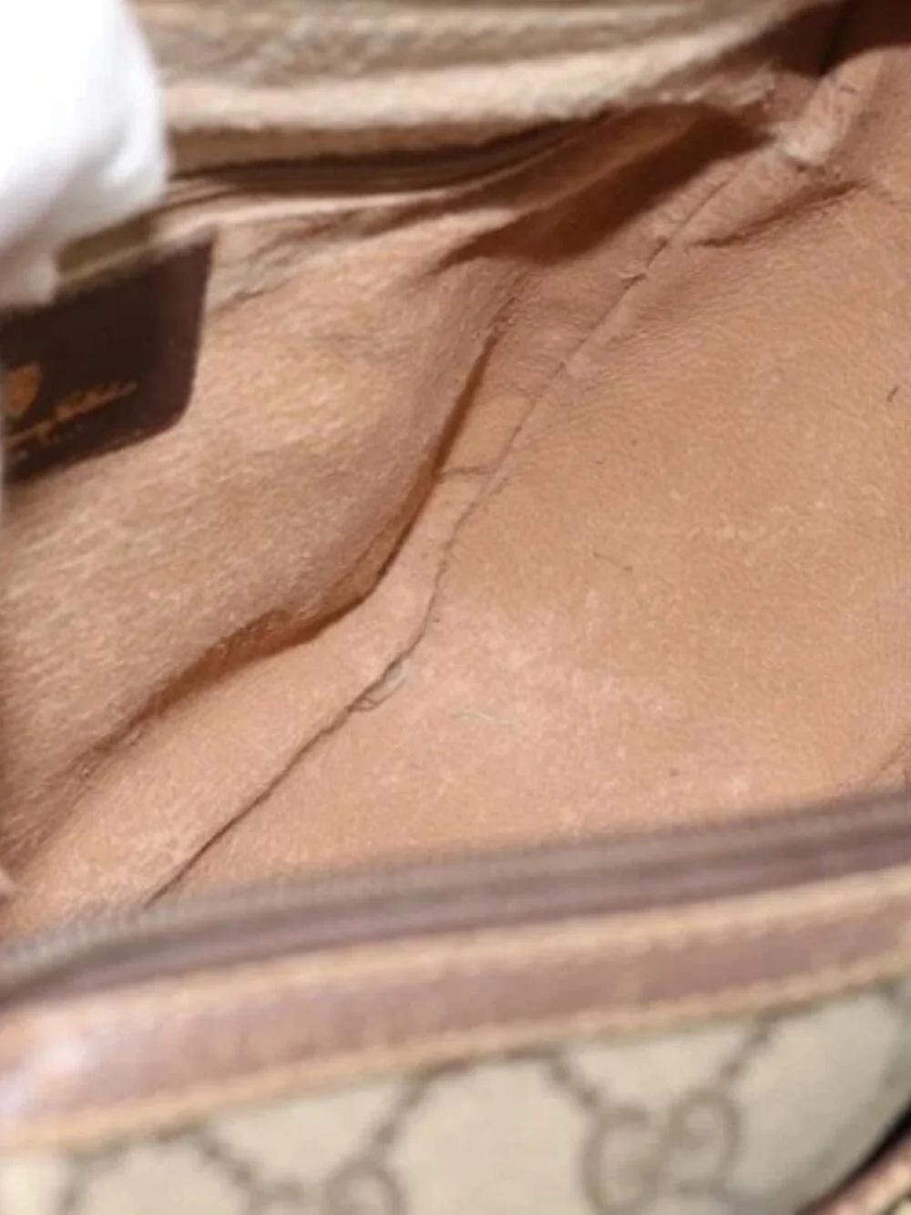 GUCCI GG Supreme Web Sherry Line Bag PVC Beige Gold 89 02 032 Auth 181166